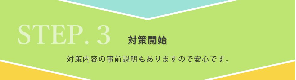 STEP3.対策開始 対策内容の事前説明もありますので安心です。