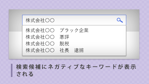 検索候補にネガティブなキーワードが表示される